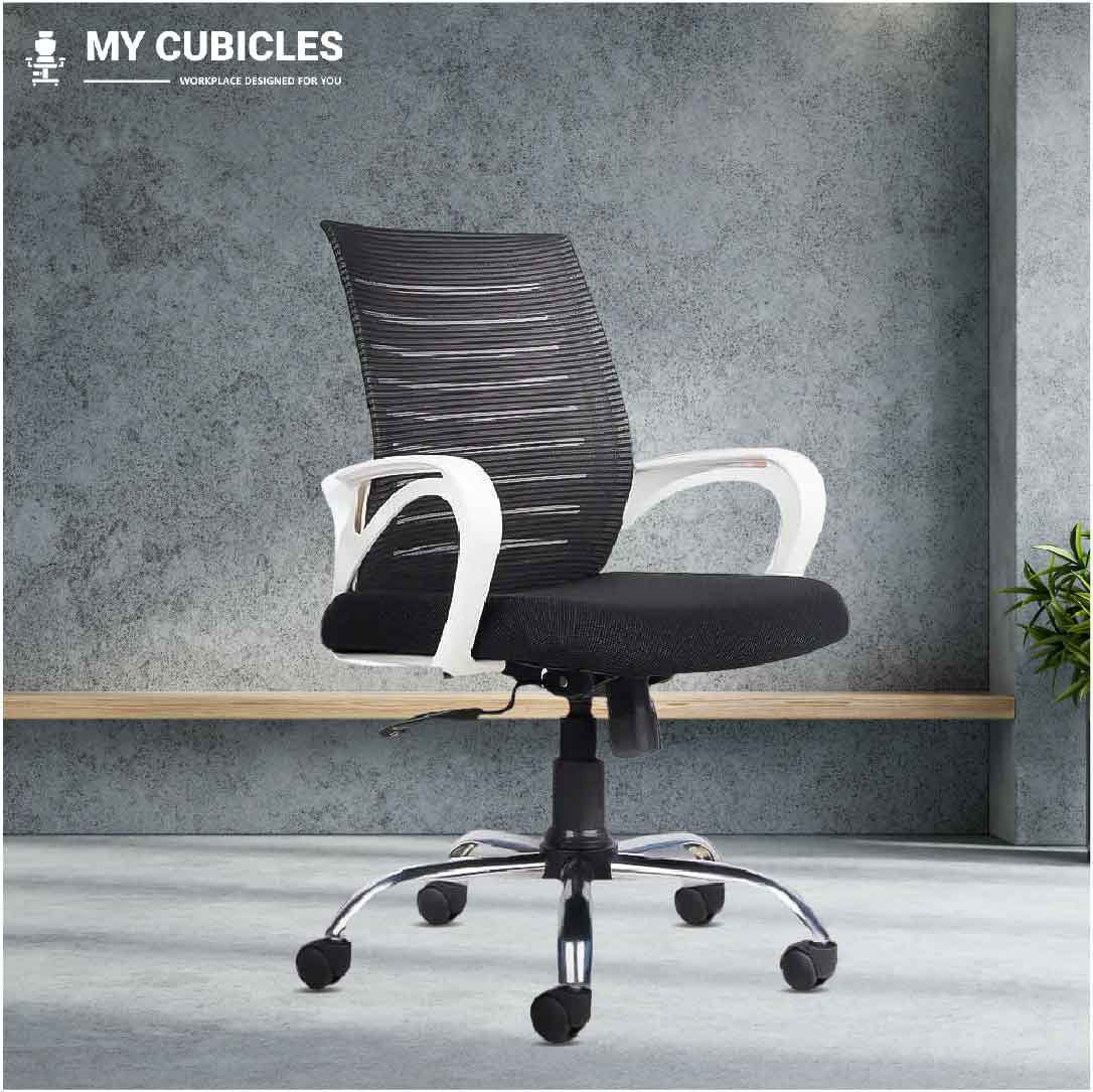 Polar Black White Flow Mesh Comfort Chair